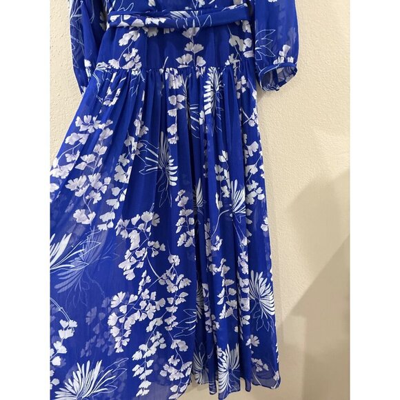 Calvin Klein Dress Women Navy Blue Floral Maxi Whimsy Cottage Lagenlook - Picture 3 of 9